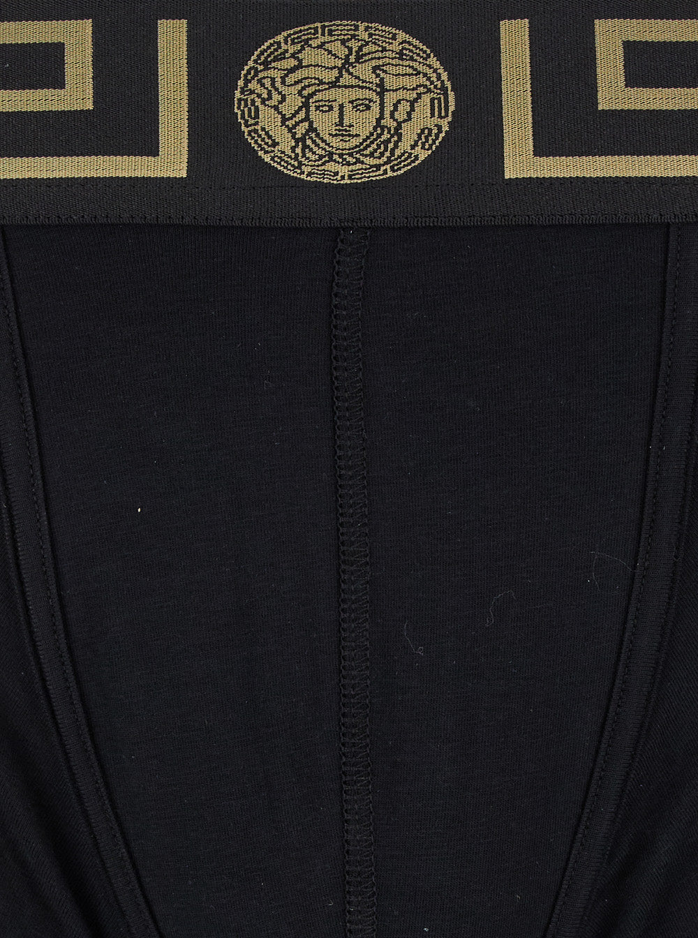 Black Boxer with Greca and Medusa Logo In Stretch Cotton for Men Elastane Underwear