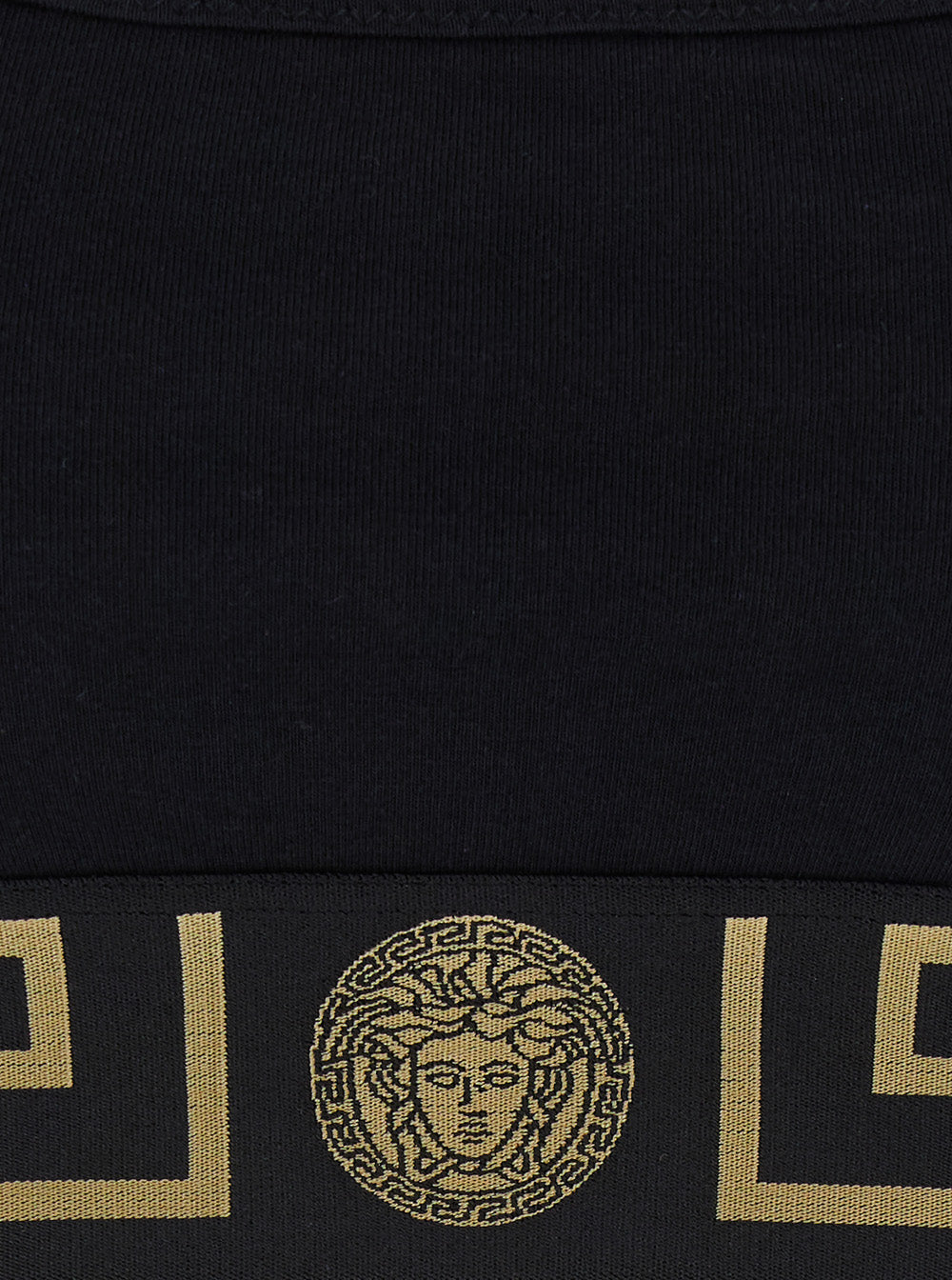 Black Sport Top with Greca Logo and Medusa in Contrast Tech Fabric for Women Tops