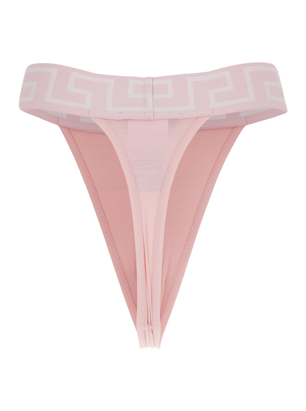 Pink Thong with Baroque Logo and Medusa in Cotton Women Underwear