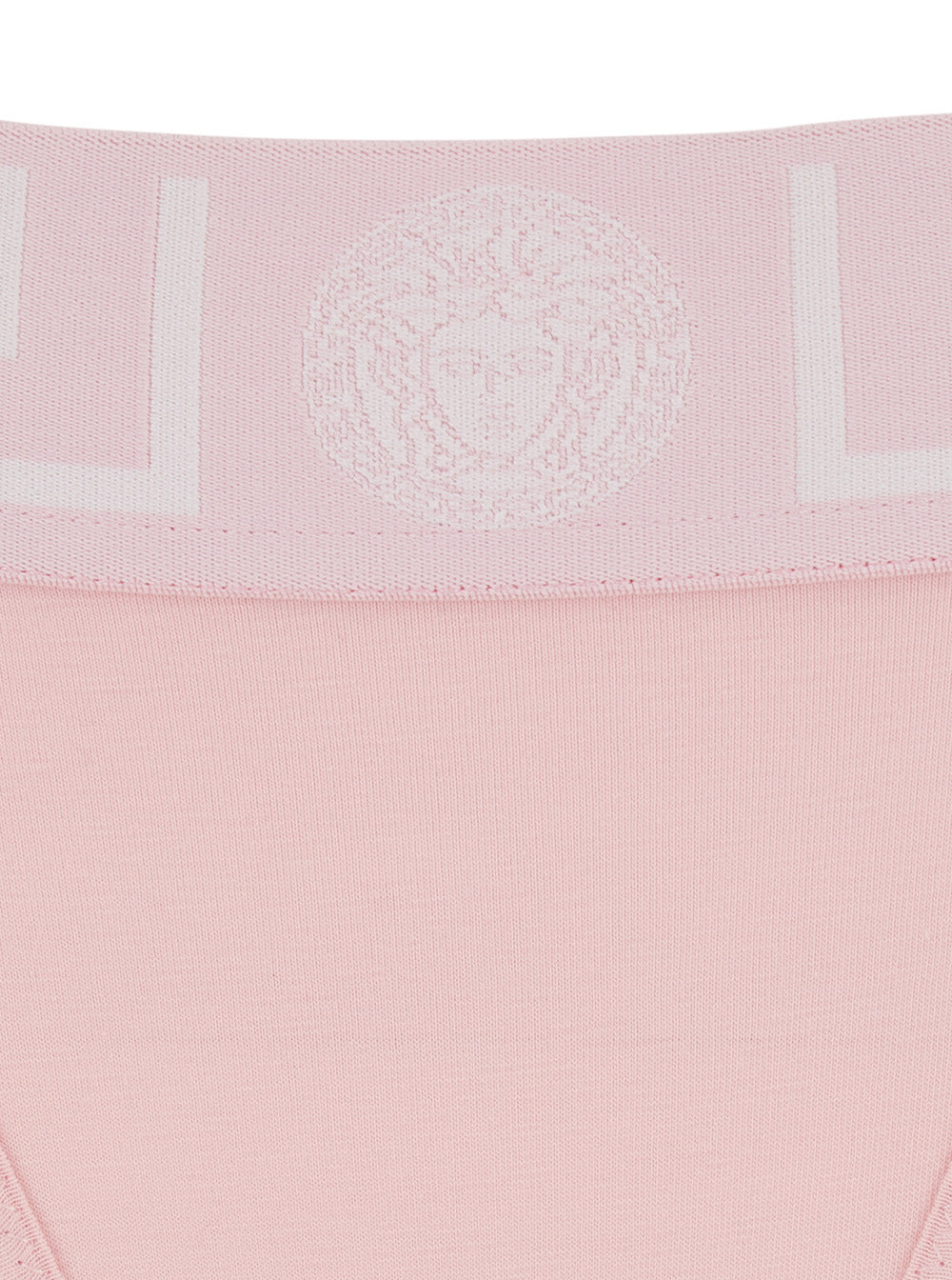 Pink Thong with Baroque Logo and Medusa in Cotton Women Underwear