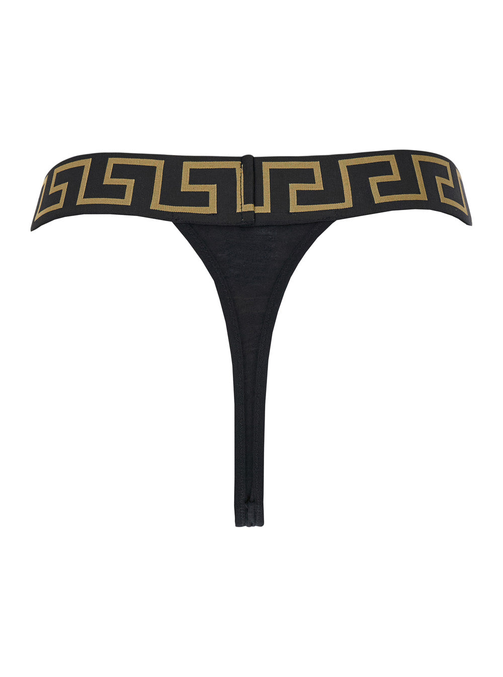 Black Slip with Greca and Medusa Detail In Stretch Cotton for Women Elastane Underwear