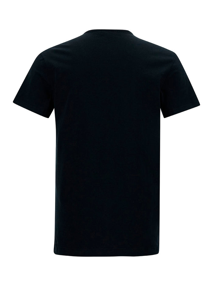 Black Crew Neck T-Shirt with Medusa Print in Stretch Cotton for Men Elastane Tshirts And Polo Shirts