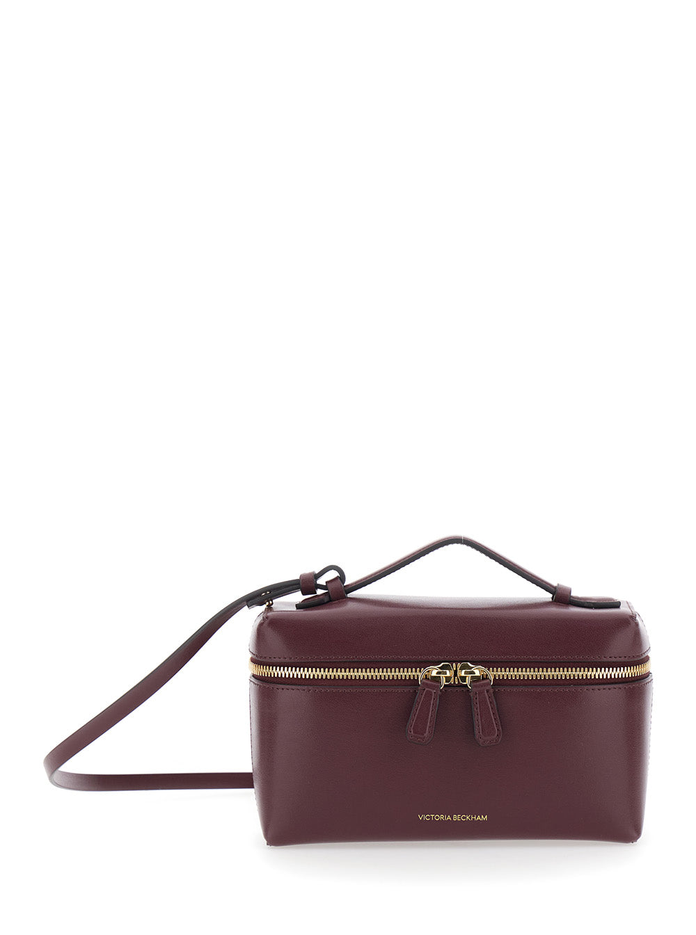 Vanity Shoulder Bag with Adjustable Strap and Logo Lettering on Front in Bordeaux Leather for Women Bos Taurus - Farmed Crossbody