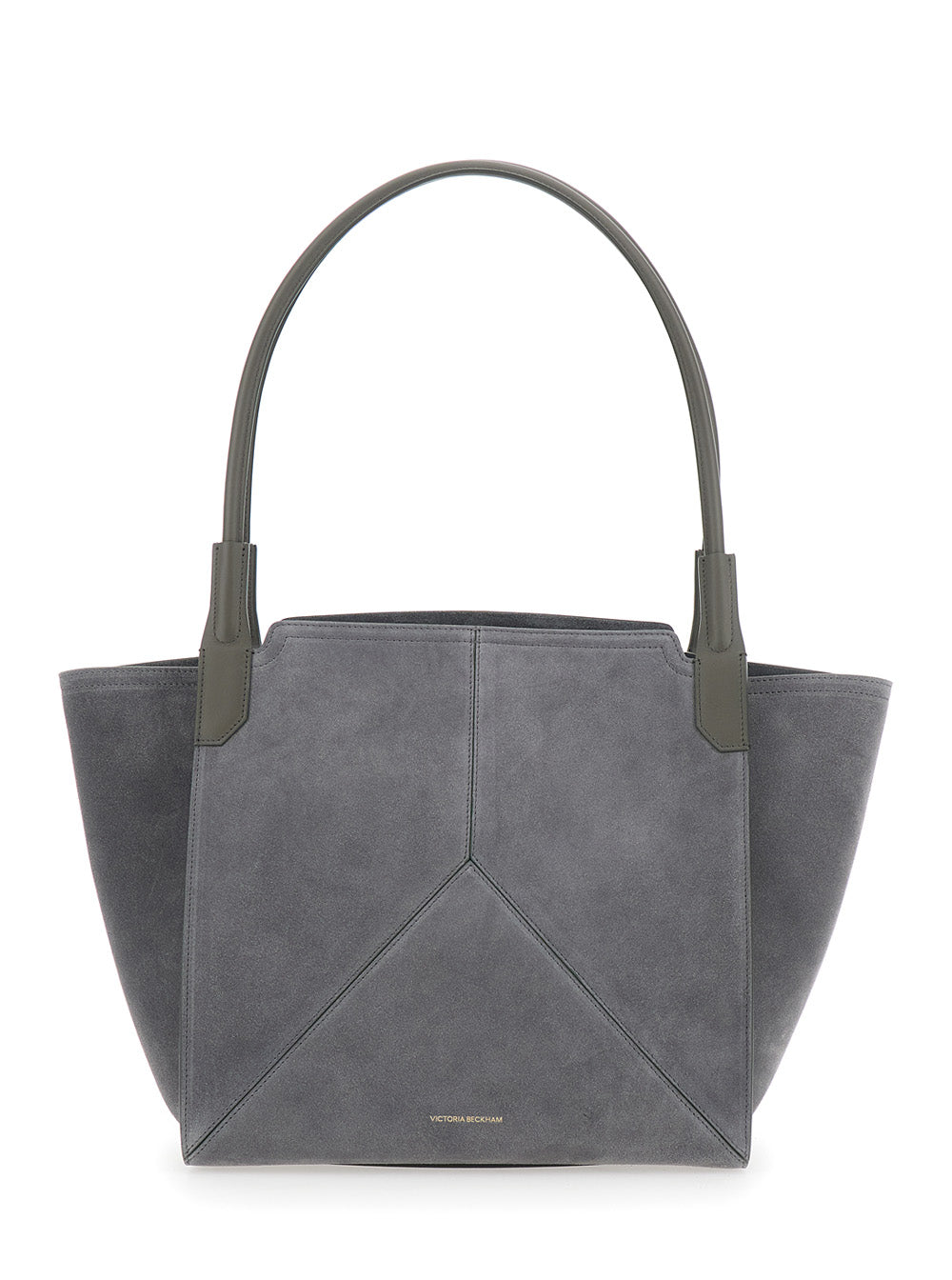 Handbag Victoria Piccola with Logo Lettering Embossed on the Front in Grey Suede for Women Calf Hand Bags