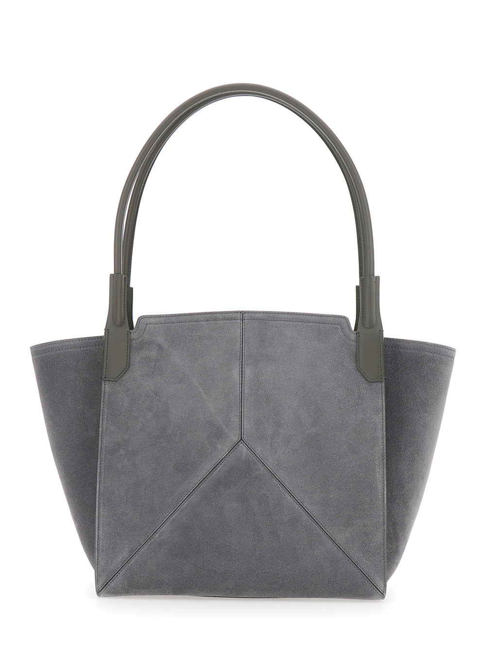 Handbag Victoria Piccola with Logo Lettering Embossed on the Front in Grey Suede for Women Calf Hand Bags