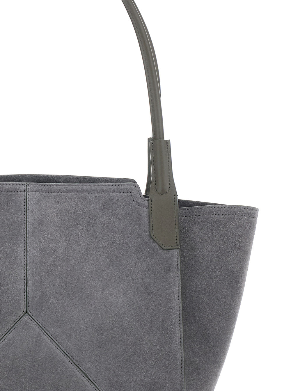 Handbag Victoria Piccola with Logo Lettering Embossed on the Front in Grey Suede for Women Calf Hand Bags