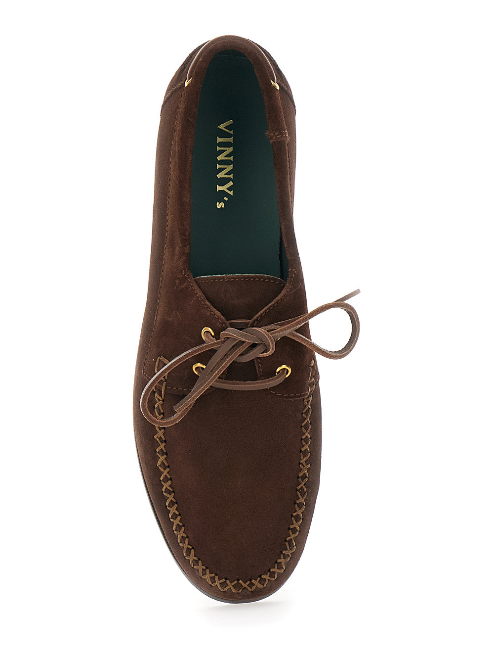 Brown Vinnys Loafers With Rounded Toe And Bow Laces Suede For Men