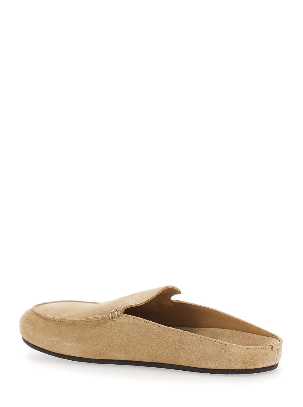 Mule CAMOSCIO Beige with Rounded Toe in Suede for Women Flat Shoes