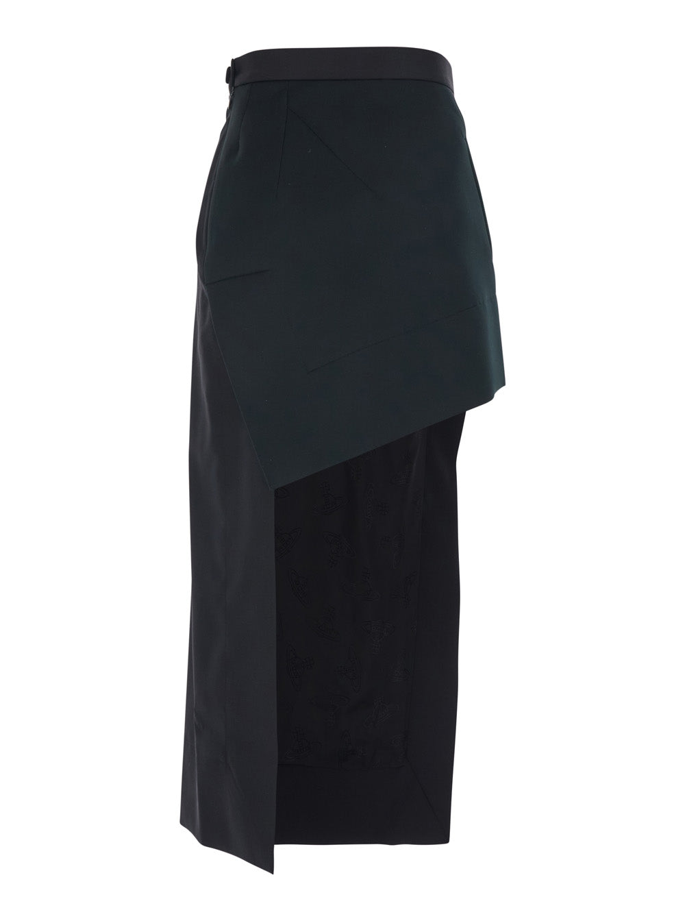 Black Wool Asymmetrical Skirt For Women