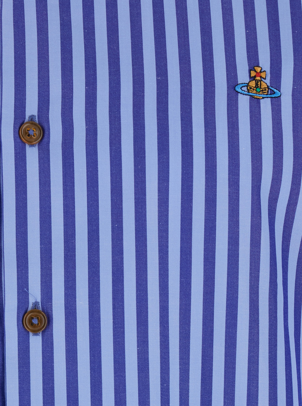 Blue Long-Sleeved Shirt with classic collar and all-over striped motif incotton for men Blu Cotton Blouses