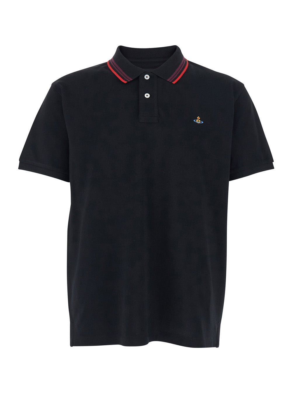 black Polo with logo detail on the front in cotton man Tshirts And Shirts