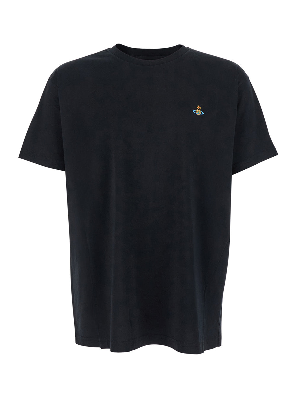 Black Orb T-Shirt with Front Embroidery in Cotton for Men Tshirts And Polo Shirts
