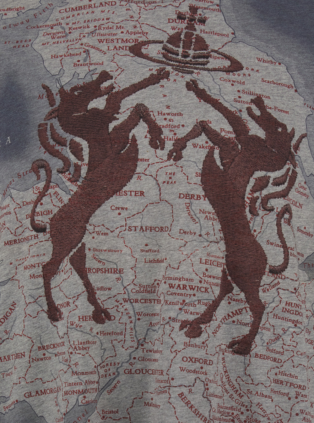 Gray Crew Neck T-shirt with All-over Print and Logo Detail in Cotton Man Grey Tshirts Polo Shirts