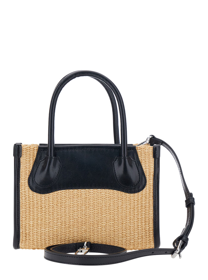 Handbag Troy Small Tote Bag With Beige Leather Handles For Women Cotton Polyamide Hand