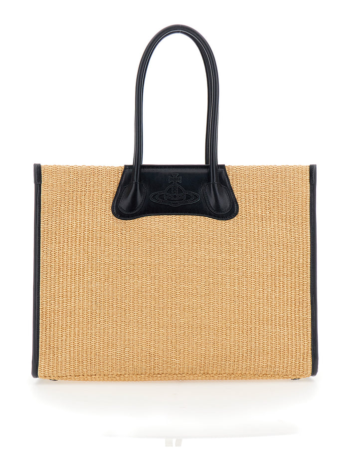 Handbag Troy Tote Bag With Beige Details In Cotton And Polyamide Women Hand