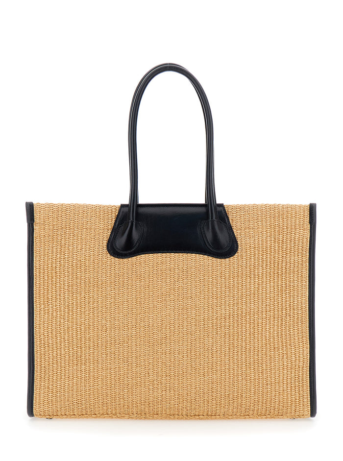 Handbag Troy Tote Bag With Beige Details In Cotton And Polyamide Women Hand