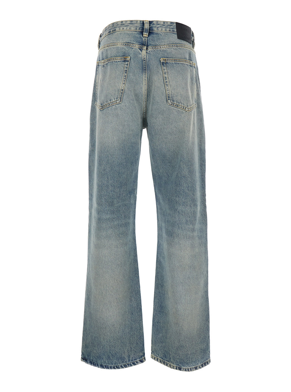 Five-pocket Jeans with Faded Effect in Blue Denim for Men Light Organic Cotton