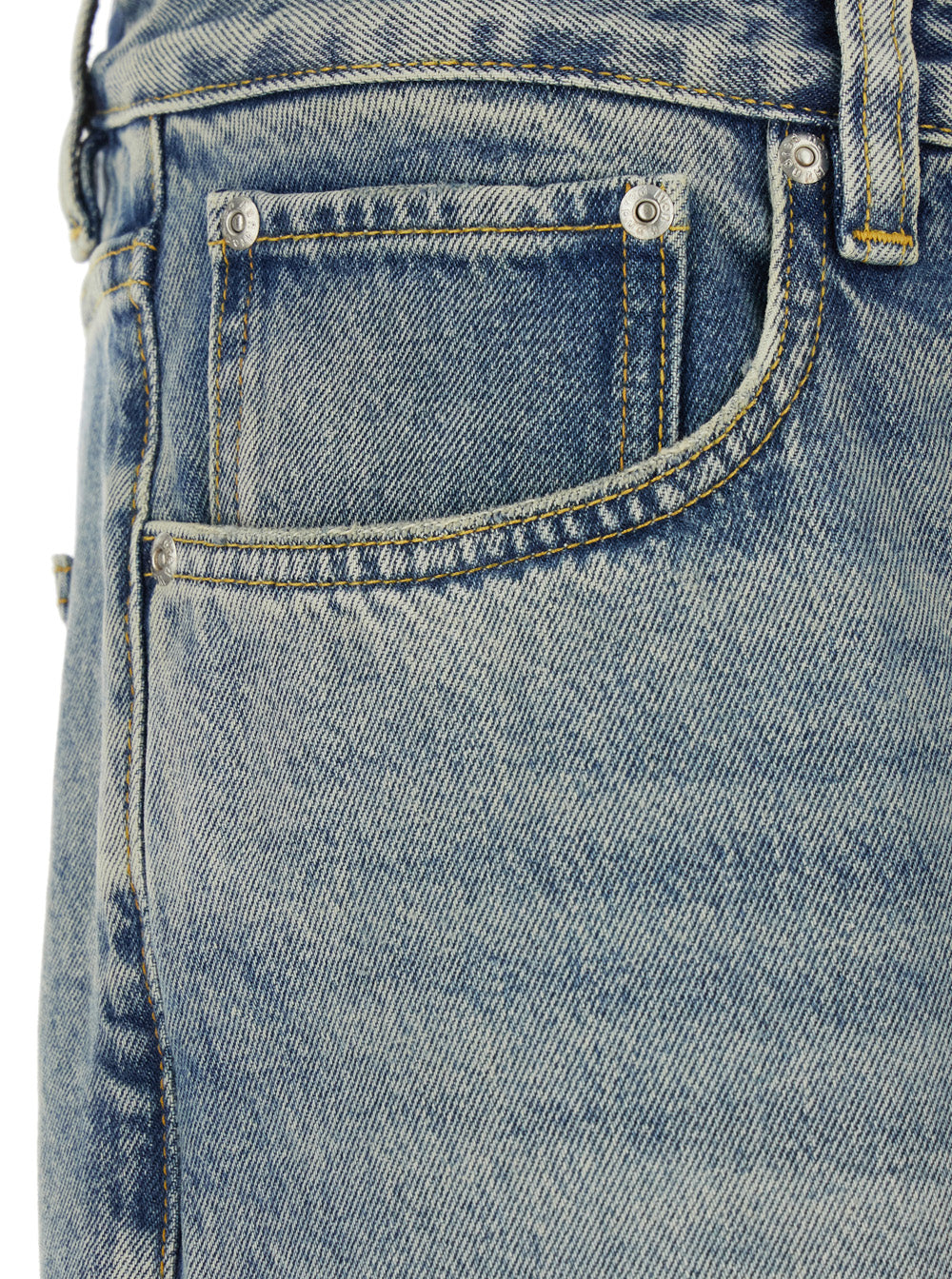 Five-pocket Jeans with Faded Effect in Blue Denim for Men Light Organic Cotton