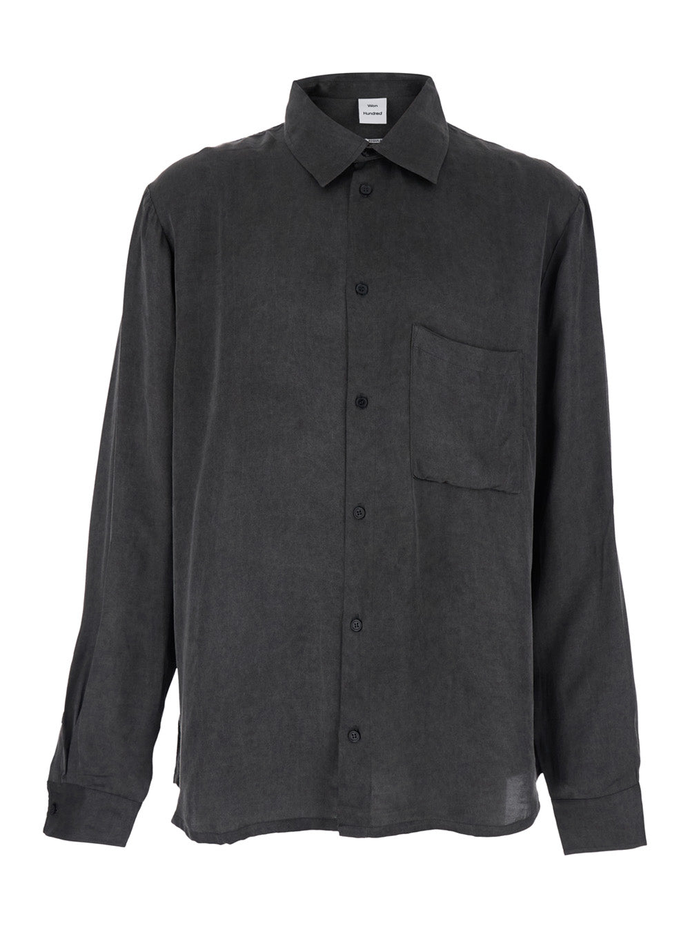 Shirt PETE Black with Classic Collar and Front Closure in Tech Fabric Men Blouses