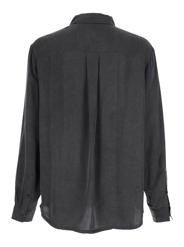 Shirt PETE Black with Classic Collar and Front Closure in Tech Fabric Men Blouses
