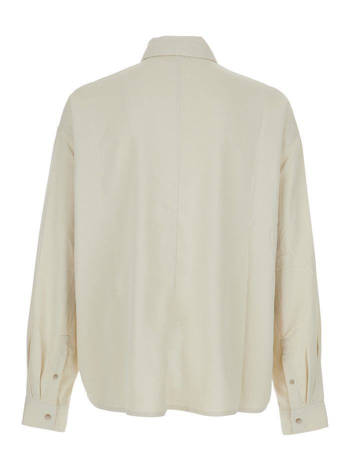 LEO SHIRT Gray - with Collar and Long Sleeves in Polyester Women Grey Blouses