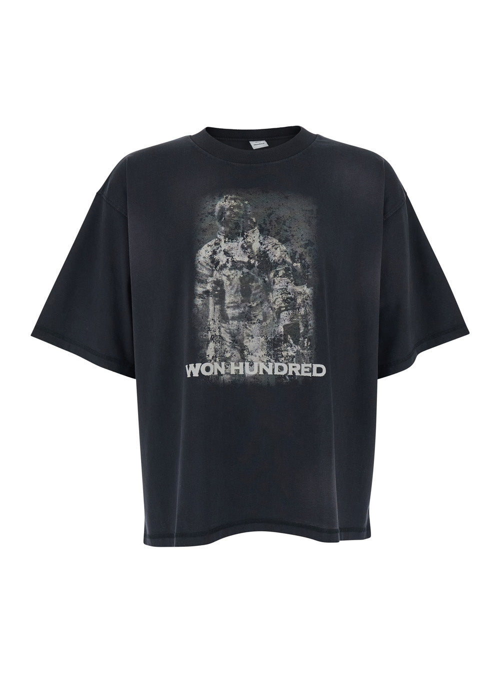 Black T-Shirt HOUSTON ASTRO with Round Neck and Short Sleeves in Organic Cotton for Men Tshirts Polo Shirts