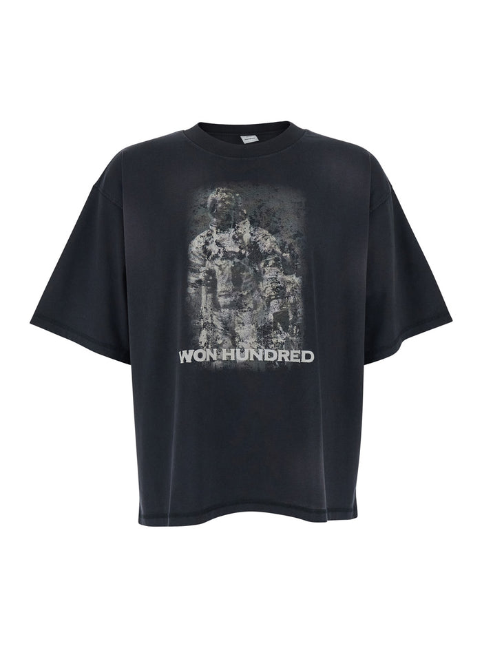 Black T-Shirt HOUSTON ASTRO with Round Neck and Short Sleeves in Organic Cotton for Men Tshirts Polo Shirts