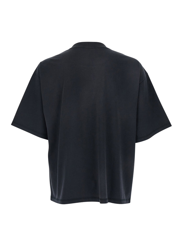 Black T-Shirt HOUSTON ASTRO with Round Neck and Short Sleeves in Organic Cotton for Men Tshirts Polo Shirts
