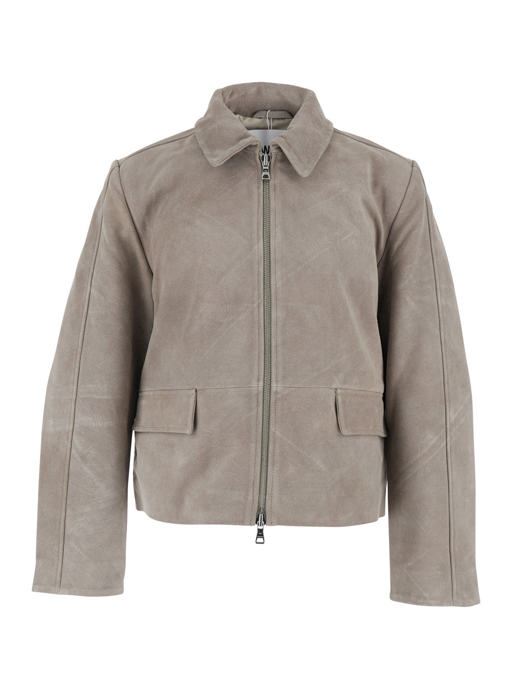 Rockridge Jacket Grey with Classic Collar and Leather Zip Closure for Men Outerwear
