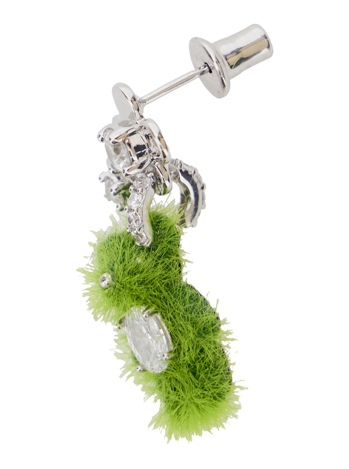 Green Grass Flower Bear Earrings with 925 Silver Rose Gold Plating for Women Plated 18k
