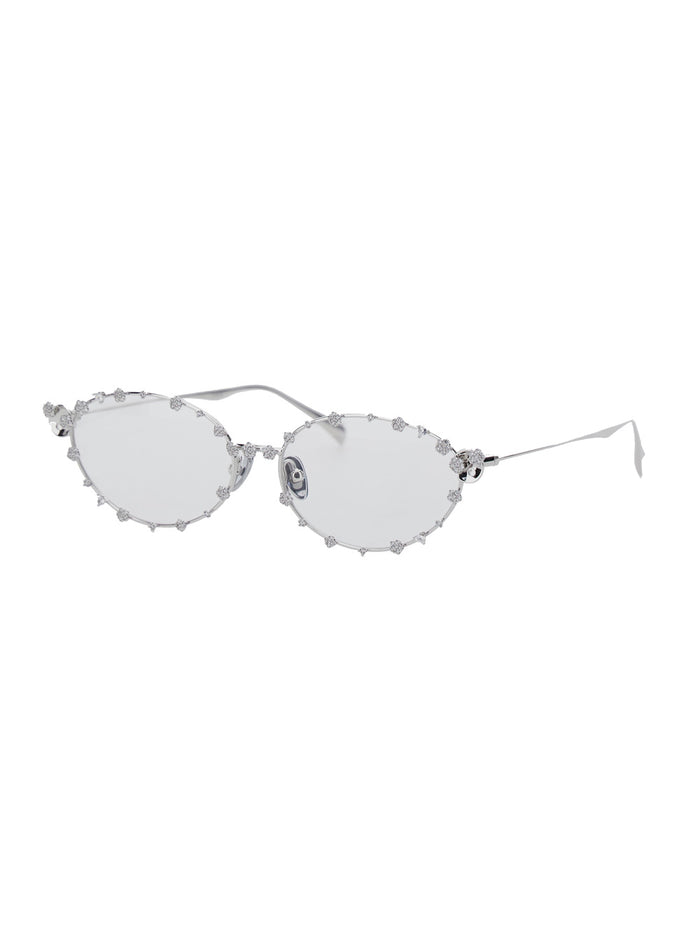 Sunglasses YVMIN with Silver Metal Floral Decorations for Women Metallic Brass Steel Plated 18k