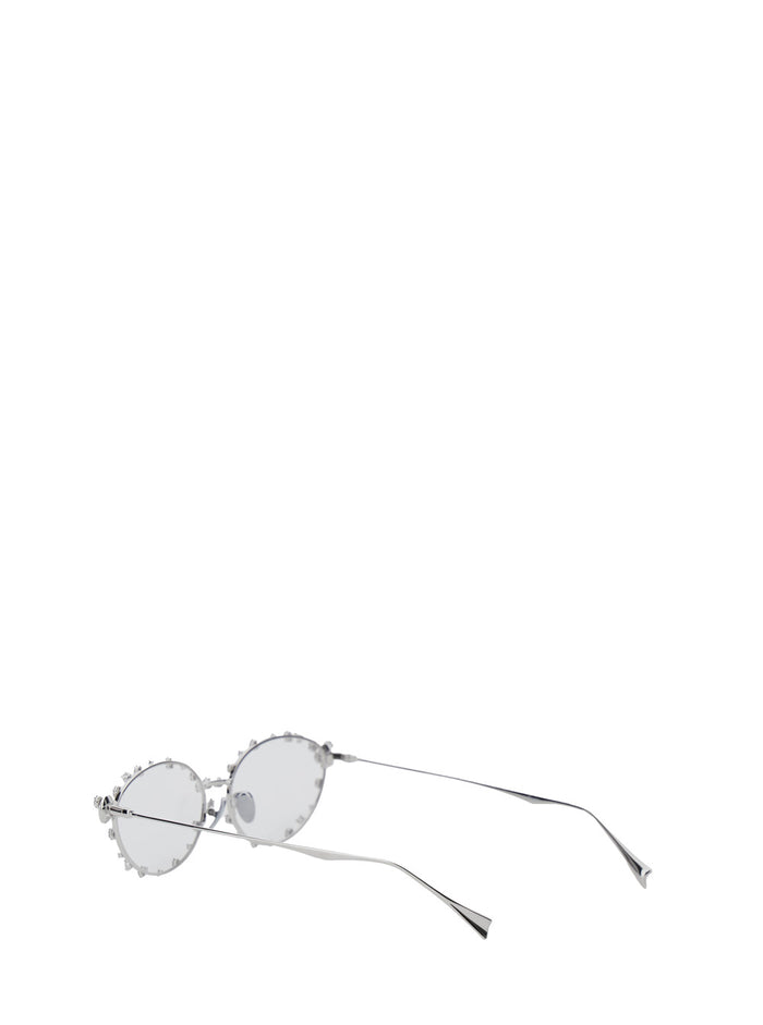 Sunglasses YVMIN with Silver Metal Floral Decorations for Women Metallic Brass Steel Plated 18k