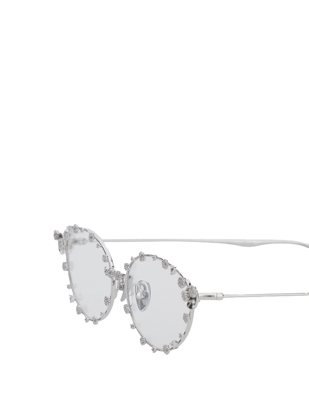 Sunglasses YVMIN with Silver Metal Floral Decorations for Women Metallic Brass Steel Plated 18k