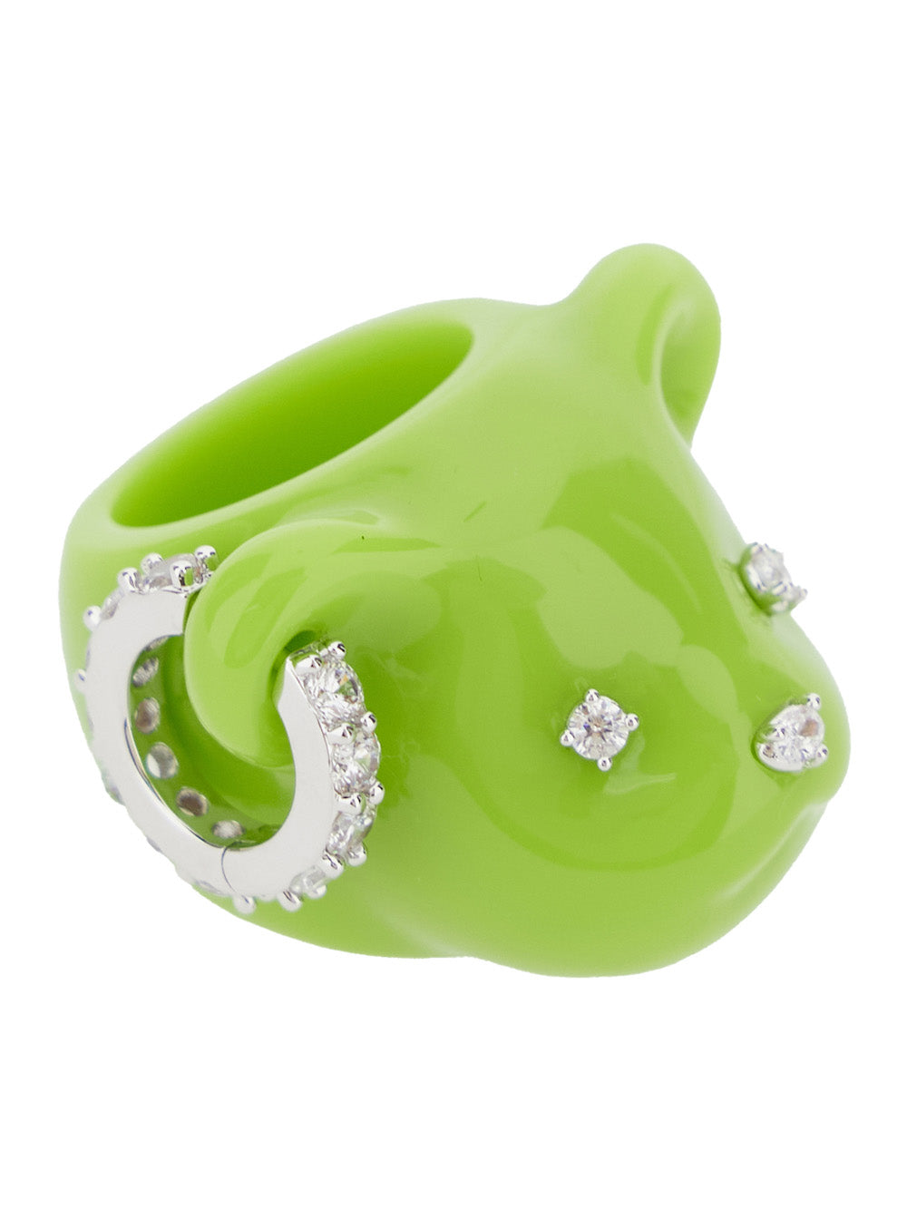Grape Bear Head Ring Green Brass Plated 18k Gold Rings