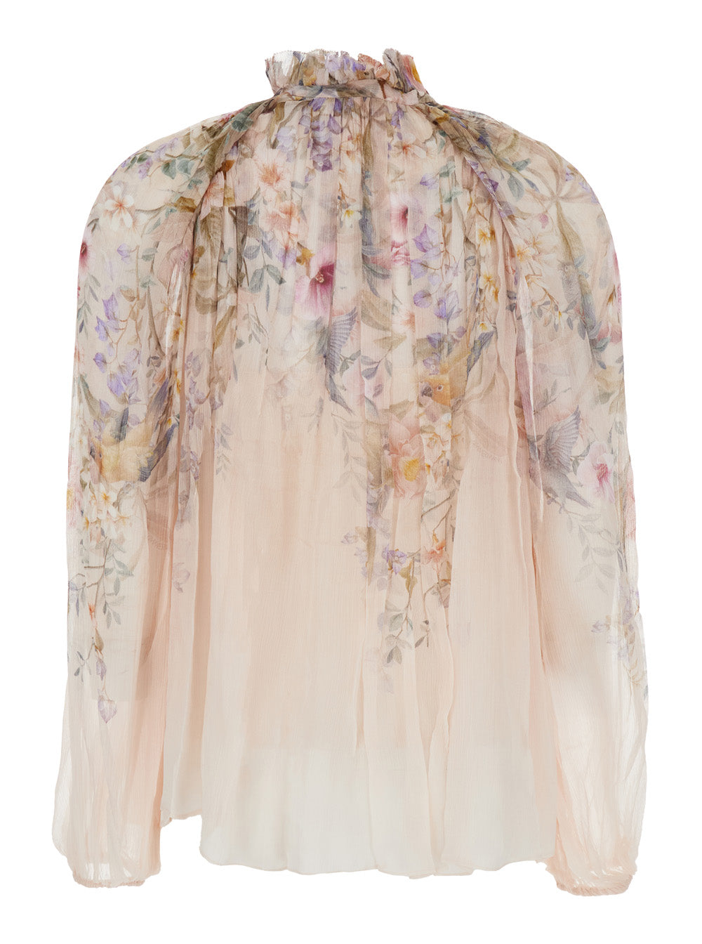 High Neck Rebellion Blouse with Bow Detail on the Front in Multicolor Viscose for Women Shirts And Blouses