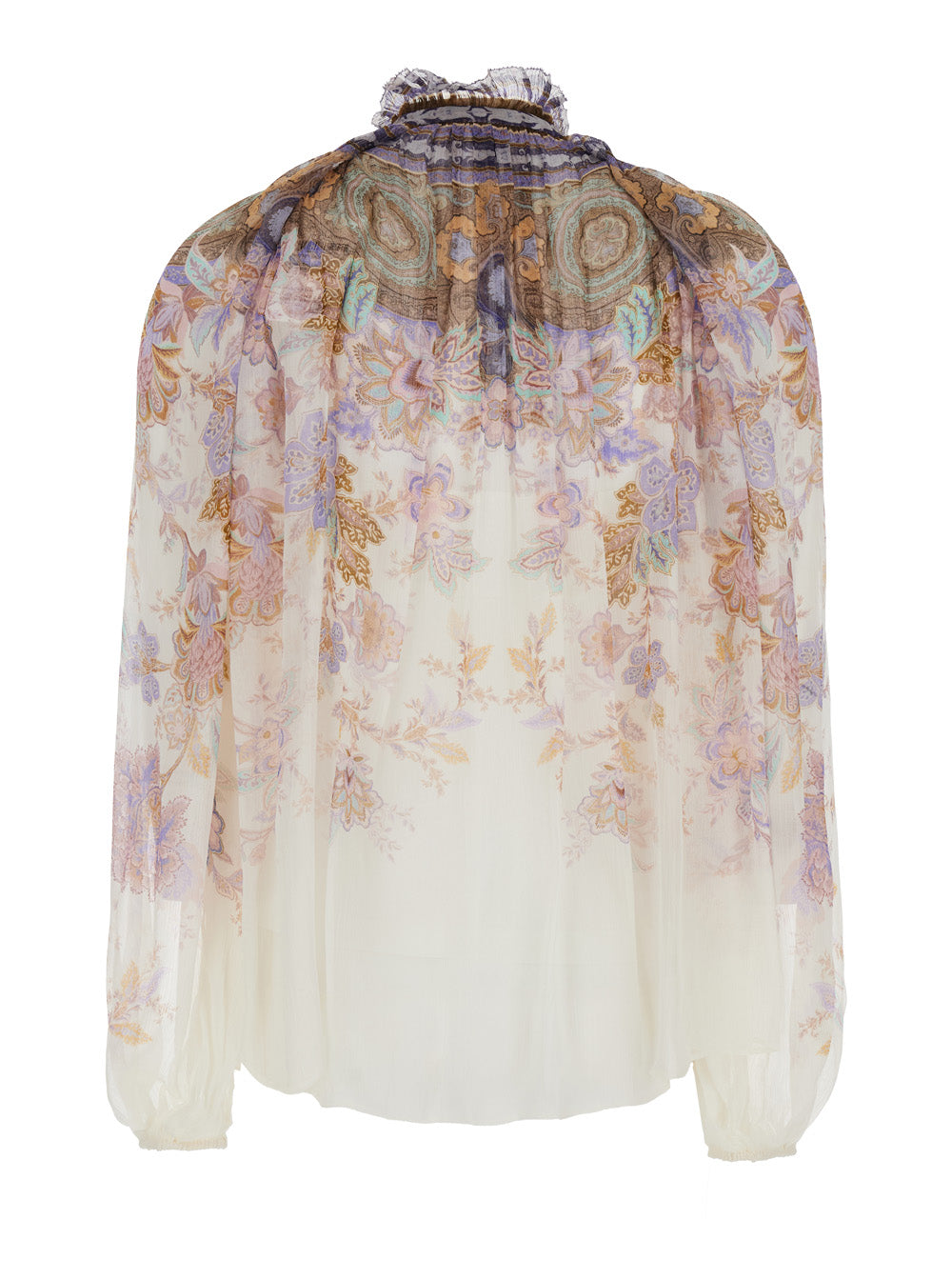 Luna Billow Blouse - Multicolor with long sleeves and V-neck Viscose Women Shirts Blouses