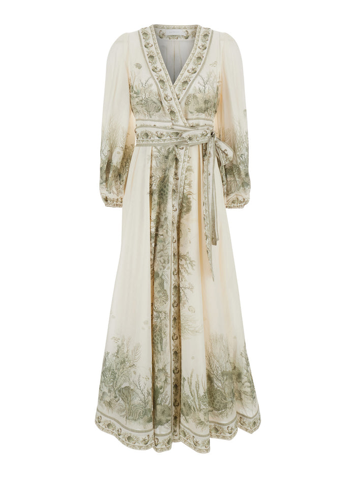 Long Dress Wanderlust With V-Neck And All-Over Floral Print Multicolor Cotton For Women