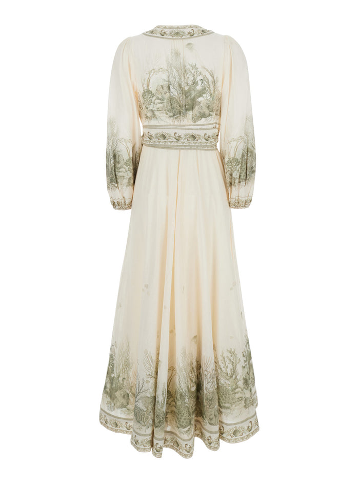Long Dress Wanderlust With V-Neck And All-Over Floral Print Multicolor Cotton For Women