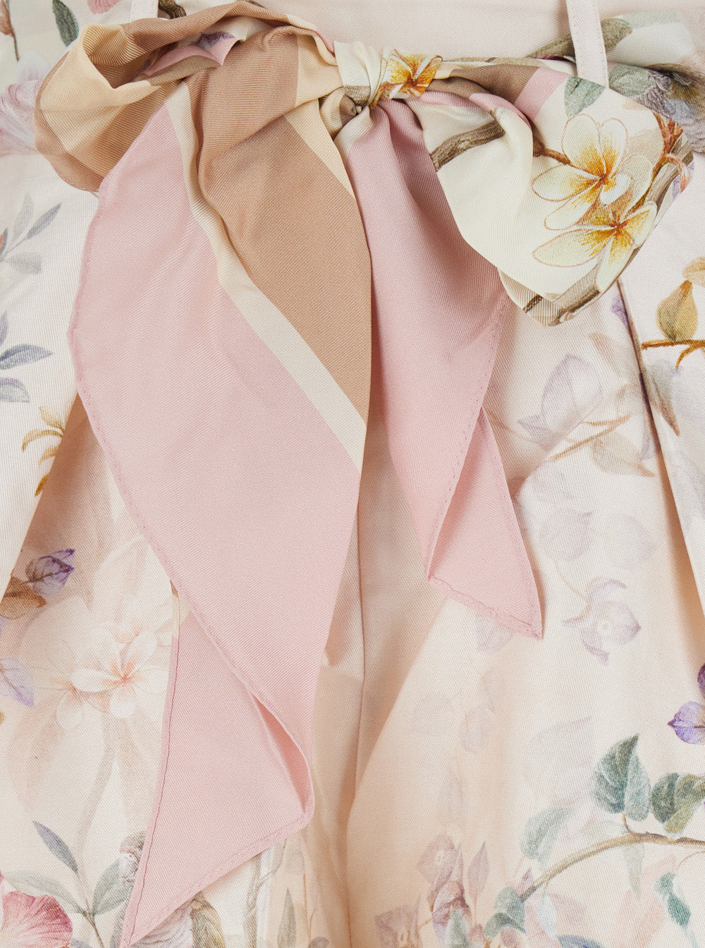Rebellion Shorts with Bow and All-Over Floral Motif in Silk Cotton Multicolor Women Bermuda
