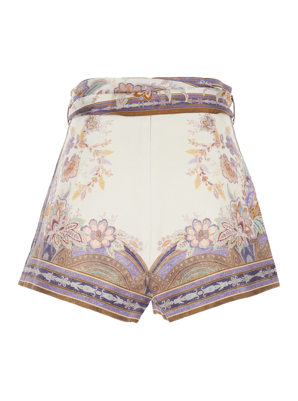 Shorts Luna Scarf Tie with Side Bow Closure in Multicolor Linen for Women And Bermuda