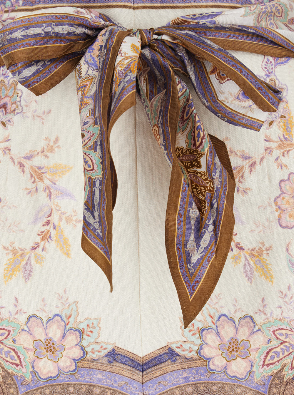 Shorts Luna Scarf Tie with Side Bow Closure in Multicolor Linen for Women And Bermuda