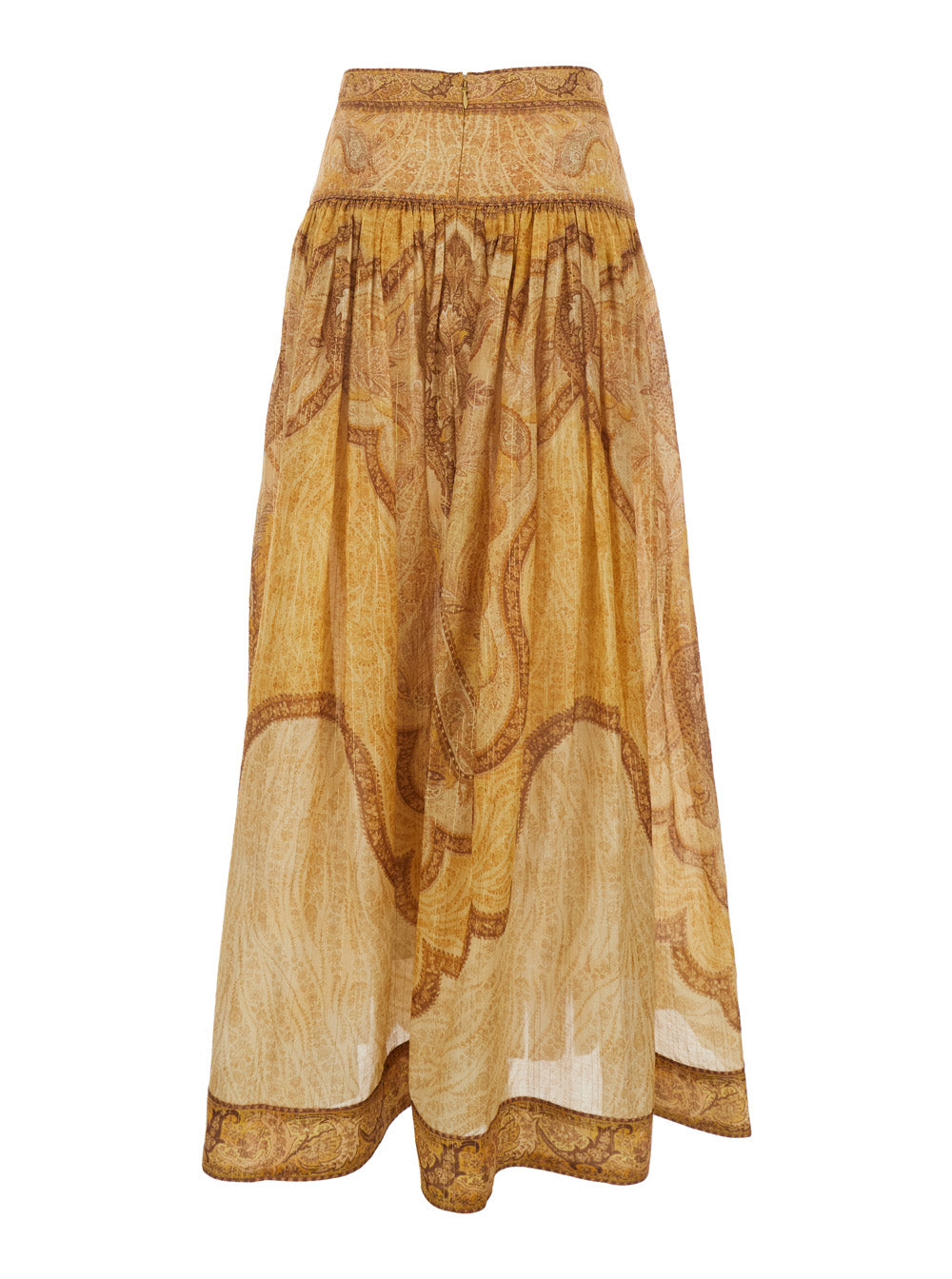 Wanderlust Flared Skirt With All-Over Paisley Motif And Zip Closure At The Back Multicolor Cotton Blend For Women