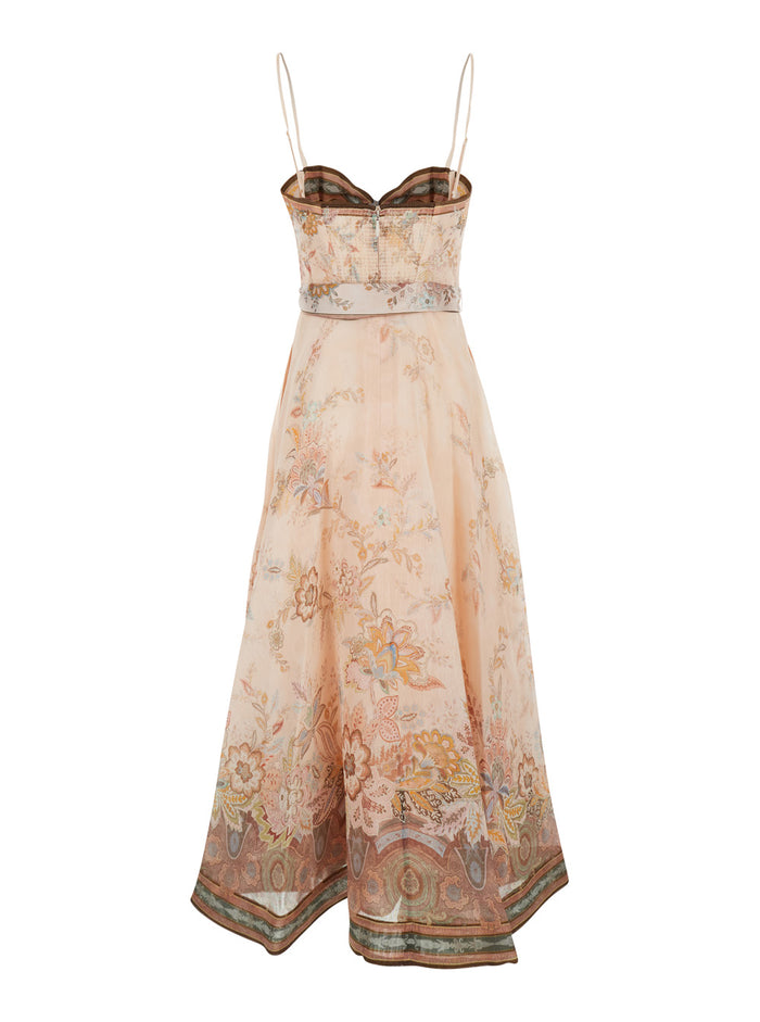 Midi Dress Alchemy Structured Pink Silk For Women Linen