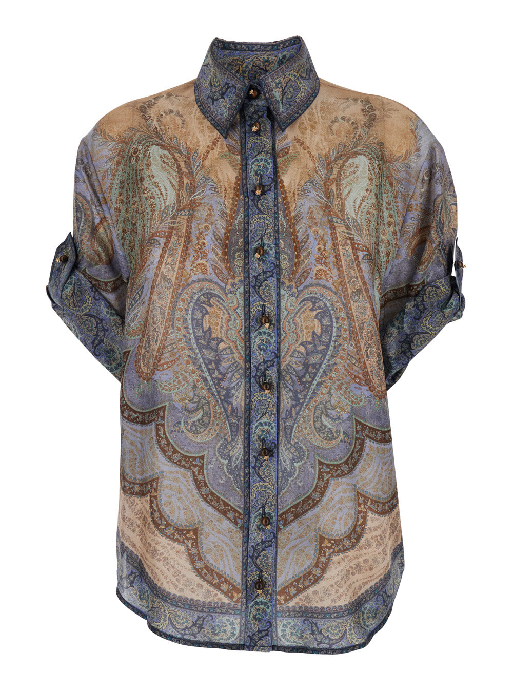 Shirt Wanderlust Multicolor with Classic Silk Collar for Women And Blouses
