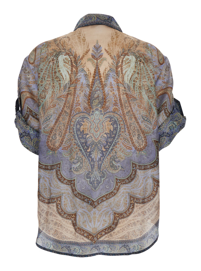 Shirt Wanderlust Multicolor with Classic Silk Collar for Women And Blouses