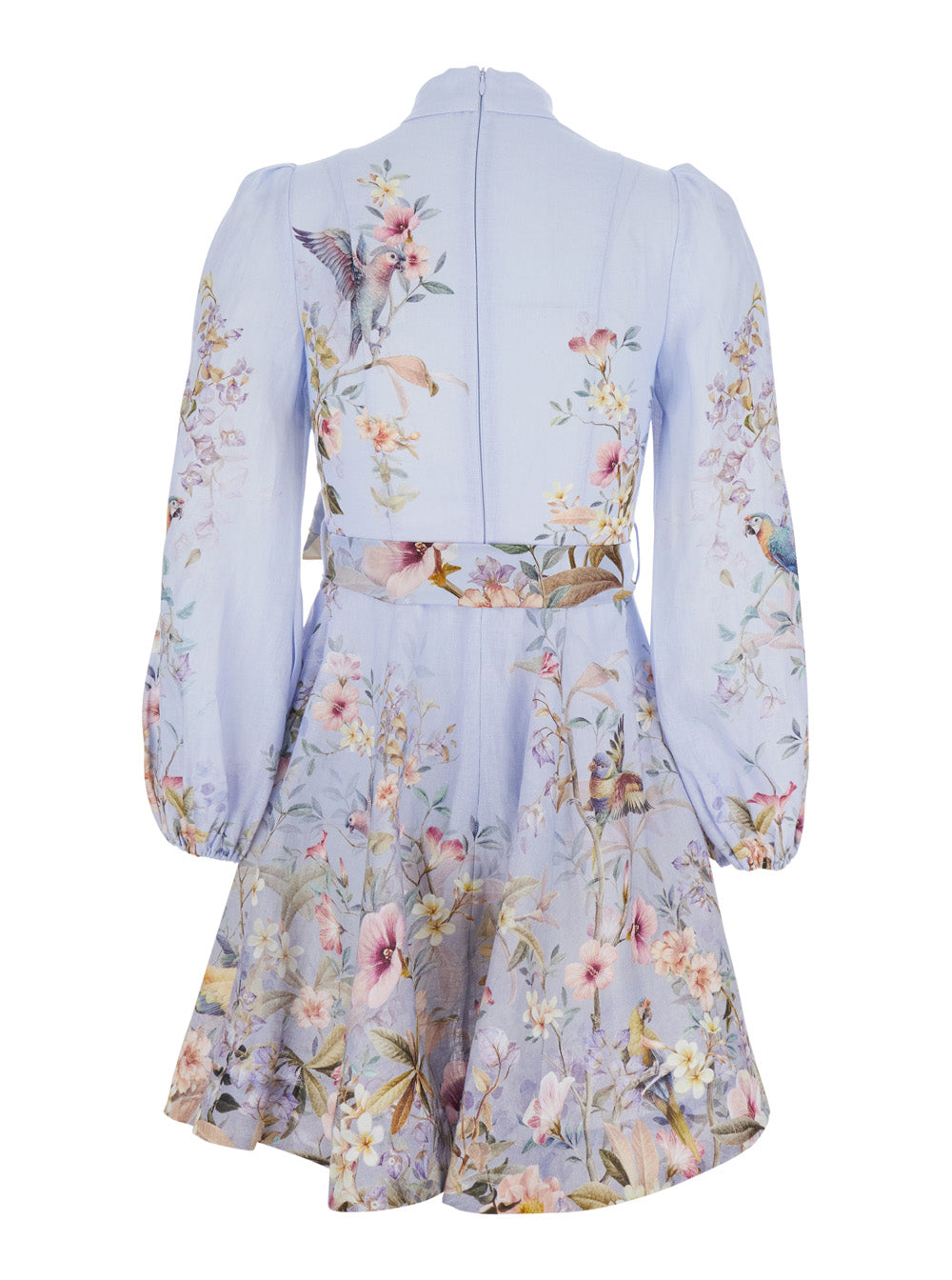 Midi Dress Rebellion with High Neck and Bow Detail on the Front All-Over Floral Print in Multicolor for Women Linen