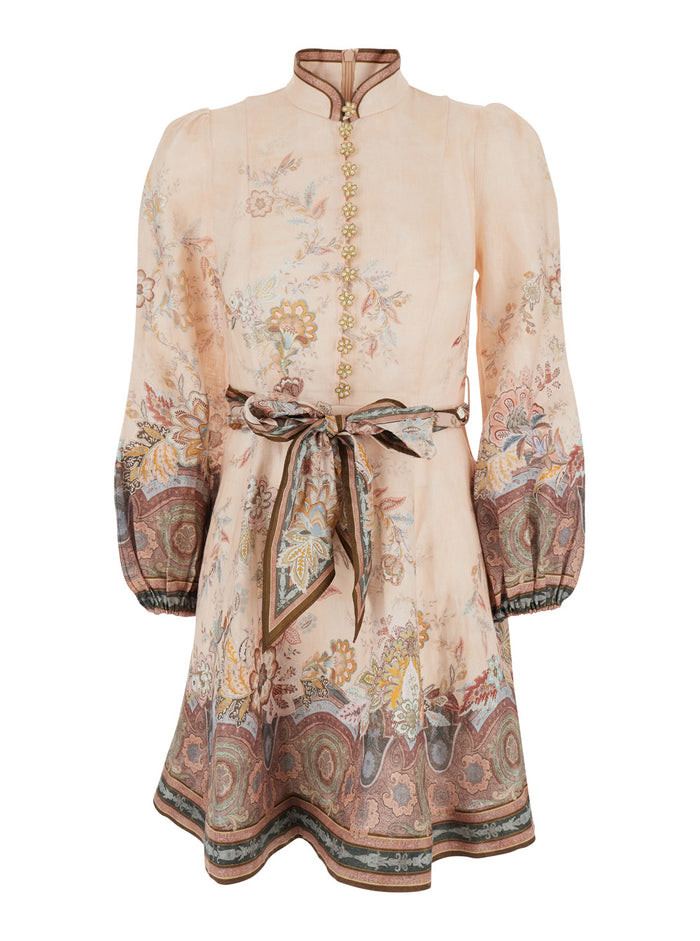 Mini Dress Alchemy With Buttons Pink For Women Linen