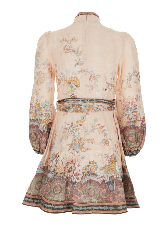 Mini Dress Alchemy With Buttons Pink For Women Linen