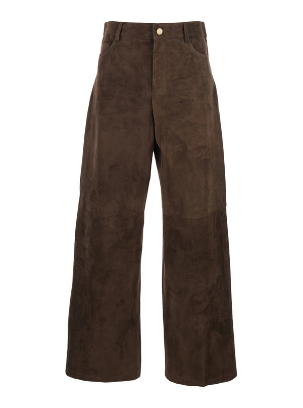 Trousers Fulmine Brown Suede Lambskin
