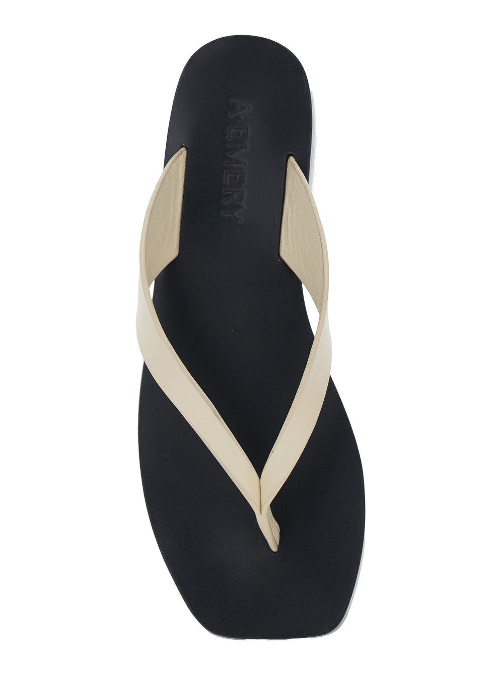 Kinto Sandals with Square Toe and Thong Design in White Black for Women White/black Cow Leather Flat Shoes
